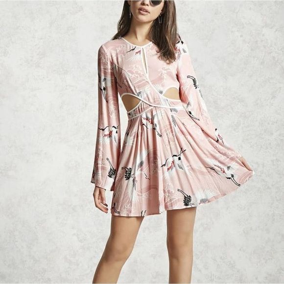 Forever 21 Dresses & Skirts - Forever 21 Pink Crane Cut Out Mini Dress | M